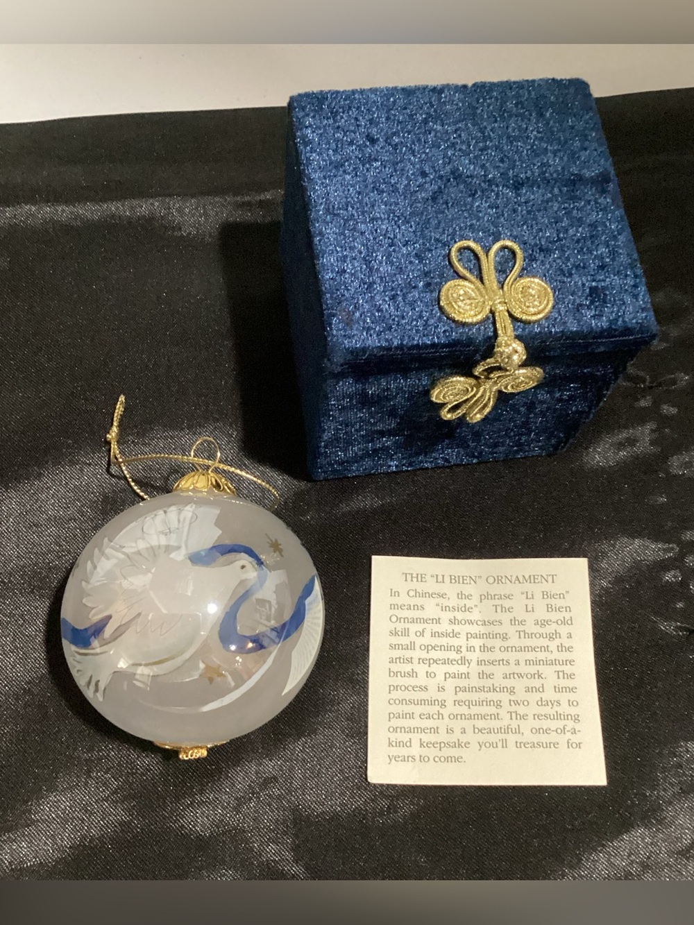 Vintage 2004 Li Bien Peace Doves Christmas Ornament with Velvet Box